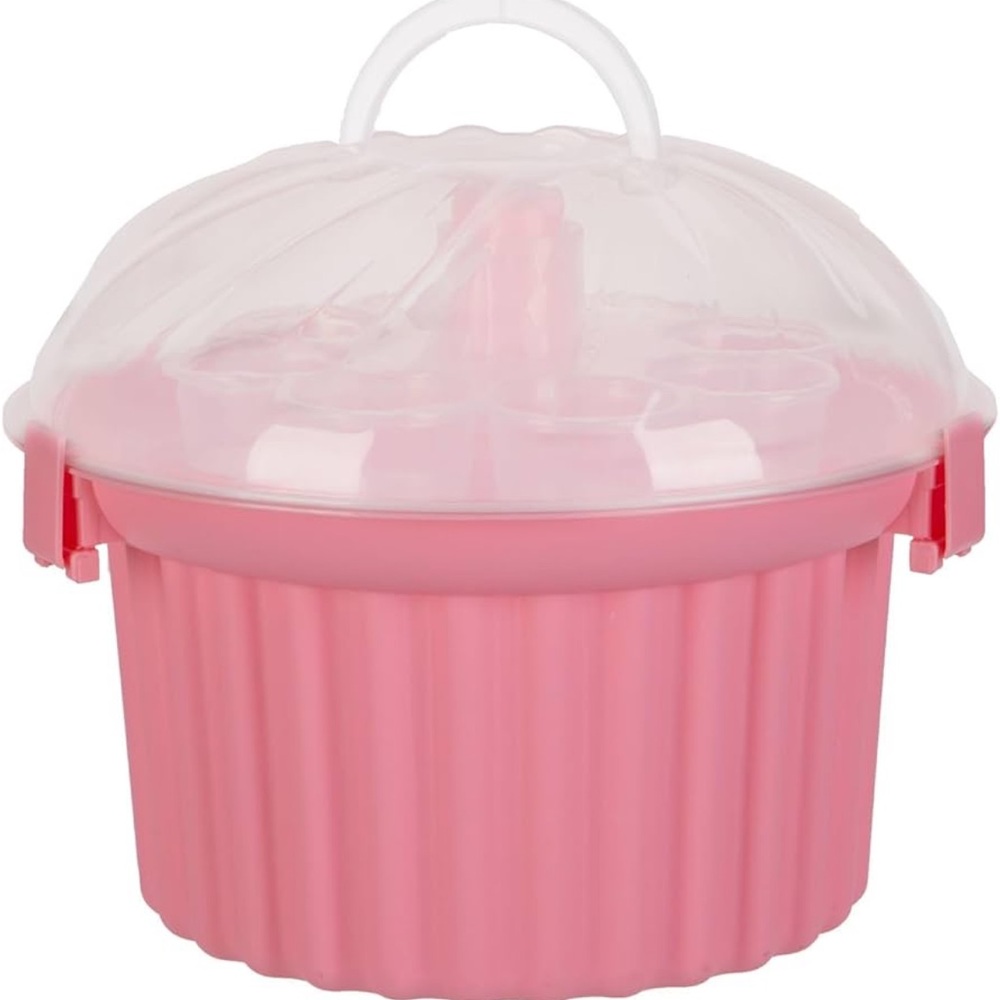 Hobby Lobby Pink Cupcake Carrier with Clear Dome Lid